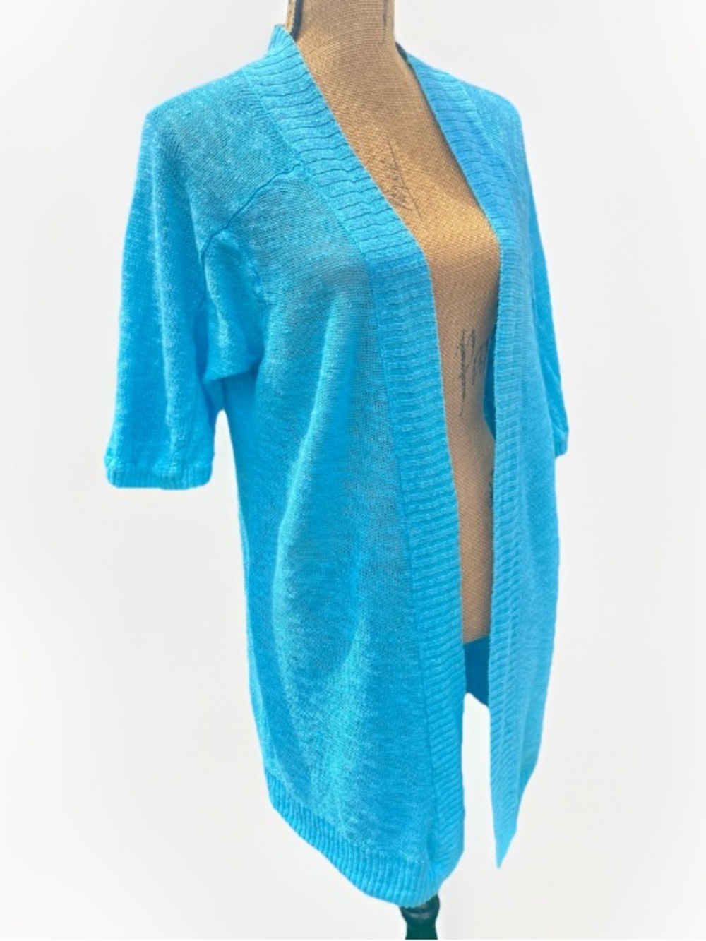 Lane Bryant Linen Blend Lightweight Cardigan Sweater Turquoise Blue Size 16